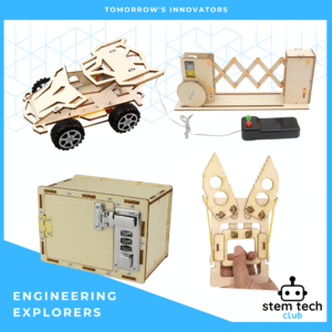 STEM Club projects for Years 3–6 including a safe, 4WD car, and bionic spider robot